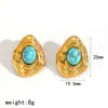 Pendientes de Acero Inoxidable Exagerados Retro Transfronterizos Europeos y Americanos Pendientes para Mujer Acero de Titanio con Piedra Natural de Alta Gama Alta Gama