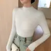 Suéter de Gola Alta Meia-Calça de Caxemira Outono e Inverno Pronto para Vestir Pulôver Feminino Confortável Curto de Lã Tricô Peça Básica Suéter Sem Costura