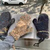 Guantes de Punto Coloridos Estilo Vintage de Mezcla de Lana para Mujer, Manoplas Cálidas de Invierno para Colgar en el Cuello para Ciclismo, A Prueba de Frío