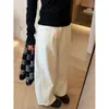 Jeans blancos retro casual de pierna ancha estilo Hong Kong para mujer, colección de otoño, corte fluido y holgado, diseño de pierna recta, a la moda y adelgazantes, con dobladillo curvo