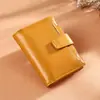 Cartera corta de piel de vaca con cera de aceite estilo coreano vintage para mujer, de cuero genuino, con cremallera y pequeño clip para cambio, 2019