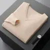 Nuevo suéter de cachemira para hombre con cuello en V para otoño e invierno, holgado y grueso, suéter base de punto de lana de color liso, suéter casual de negocios