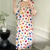 Bata Larga de Algodón y Seda para Mujer, Ropa de Casa Holgada Talla Grande, Falda Transpirable, Falda de Playa, Falda de Algodón Artificial Estilo Nacional, Estilo Delgado