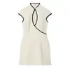 Bestseller Transfronterizo de AliExpress 2026 Primavera Nuevo Vestido Mini de Manga Corta Ajustado para Mujer con Ribete de Contraste