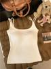 6871 # Camisola con Almohadillas Integradas en el Pecho y Doble Tirante, Estilo Dulce y Picante, Corta Ajustada, Top sin Mangas de Color Sólido