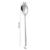 Colher de Aço Inoxidável 304 Estilo Coreano Alto Valor de Cor Colher de Sobremesa Popular Rede Estilo Creme Cabo Longo Colher de Mistura Colher de Jantar Doméstica