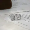 Pendientes Personalizados de Plata S925 con Aguja de Plata y Circonita Microincrustada para Mujer Diseño de Nicho Pendientes Geométricos en Forma de C Pendientes Exquisitos para el Día a Día