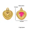 Nuevo accesorio de colgante de corazón con goteo de aceite de acero inoxidable transfronterizo para pulseras y collares DIY, componente de joyería con forma de corazón de acero de titanio