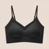 Los bustos pequeños se ven más grandes con el sujetador strapless sin costuras y sin espalda para mujer, copa fija, sin varillas, push-up, sujetador tipo tank top anti-caída
