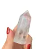 Pilar de cristal blanco natural, adorno de prisma hexagonal de cristal blanco, pilar hexagonal de energía transparente, adorno de cristal en bruto pulido