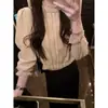 Camisa de algodón y lino con encaje francés para mujer Jie Shi Jie "Ya Xu Sheng Ting", top fresco y relajado de otoño para usar de dos maneras