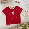 Camiseta de Manga Corta para Bebé Niña Ningli Verano 2026 Nuevo Estilo Top de Rayas con Gatito de Moda para Niñas