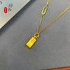 Collar de ladrillo de oro pequeño sólido y rico cadena AB oro arenoso joyería versátil simple de alto sentido joyería para mujer pequeño regalo