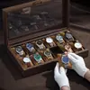 Caja de Almacenamiento para Relojes de Cuero con Veta de Madera, Caja para Colocar Relojes en Casa, Caja de Exhibición Exquisita de Madera Maciza de Alta Gama, Caja para Relojes Mecánicos y Joyería