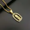 Explosões Transfronteiriças Europeias e Americanas Hip-hop HIPHOP Colar Aço Titânio Banhado a Ouro Diamante Pingente Virgem Maria para Homens e Mulheres