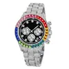 Amazon Explosiones Color Diamante Reloj Full Diamante Pedrería Unisex Calendario Tres Ojos Reloj Multifuncional Esfera de Taladro PP