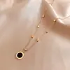Collar de Acero de Titanio Color Oro Rosa de Lujo Ligero con Números Romanos para Mujer, Colgante de Diseño Exclusivo, Cadena para Clavícula de Moda que No se Desvanece
