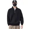 Sudadera con Media Cremallera y Cuello Alto para Hombre Mangas Raglán para Primavera y Otoño Tops de Terciopelo Sueltos de Manga Larga Chaquetas para Hombre de Moda