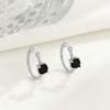 Brincos de Prata de Lei S925 Flor Torcida Diamante Preto e Branco Brincos Elegantes Joias Personalizadas Clipe para Osso da Orelha Brincos da Moda para Mulheres