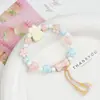 Pulseira Cerâmica Jingdezhen Cor Dopamina Antiga Contas Tecida à Mão Presente Original Nova Pulseira Chinesa para Mulheres