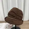 Nuevo sombrero de pescador de ala ancha con borde enrollado para mujer de otoño e invierno, estilo casual versátil vintage, sombrero tipo cubo cálido y que adelgaza el rostro