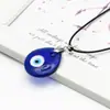 Colar Olhos Azuis Quente Transfronteiriço Europeu e Americano Criativo Gota Geométrica Olhos Azuis Cordão de Cera Preta Colar de Resina