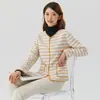 Al por mayor Ropa de casa casual cómoda de algodón tejido de color para mujer, transpirable, cálida, para aire acondicionado, top de manga larga 76105
