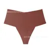 Calcinha T-back sem costura de seda gelada de cintura alta com forro 100% algodão, design sexy de peça única com levantamento de bumbum para mulheres plus size, para esportes e yoga