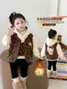 Colete sherpa com estampa de leopardo para meninas, nova coleção outono/inverno 2026, jaqueta colete de fleece estilosa e moderna