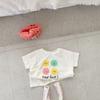 Ins estilo coreano verano cuello redondo frijoles caricatura lindo estampado bebé infantil manga corta camiseta todo partido prenda interior