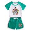 Wang Wang equipe infantil manga curta terno infantil verão estilo ocidental novo pequeno e médio porte crianças shorts casual moda duas peças na moda