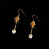 Pendientes Colgantes Elegantes de Personalidad Estilo Chino con Borla de Loto y Perla Pendientes Versátiles Diarios para Combinar con Ropa China