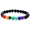 AliExpress comércio exterior joias contas acessórios 8mm sete chakras yoga pedra vulcânica cabeça de Buda pulseira outlet de fábrica