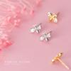 Ailoqi s925 Brincos de Prata Feminino Japonês-Coreano Estilo Simples Bonito Pequeno Animal Abelhas Diamante Brincos Doces G3718
