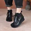 Ysshadir Piel de Vaca de Primera Capa Botines Cortos Clásicos Versátiles Zapatos de Cuña Zapatos de Mujer Botas de Nieve para Mujer Impermeables Antideslizantes Tacones Gruesos
