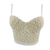 Camisola Corta Versátil de Color Sólido para Deportes de Verano para Mujer, Top Tubo para Ropa Interior, Espalda Descubierta con Abalorios