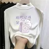 Camiseta longa de manga comprida quente com forro de fleece para crianças Outono/Inverno 2026, gola alta meia-calça de menina de desenho animado, camada base de roupa para meninas