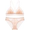 Novo Renda Estilo Francês Sem Aro de Aço Fivela Frontal Fina Lindo Costas Roupa Íntima Sexy Bojo Triângulo Sutiã de Menina Conjunto Sutiã