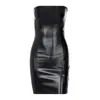 Moda Feminina Plus Size 2025 Transfronteiriço Sexy Tomara que Caia Visual Emagrecedor Justo no Corpo Vestido Feminino de PU Roupa para Boate Lápis