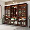 Novo Rack Bogu de Madeira Maciça Estilo Chinês Rack de Armazenamento de Fundo para Sala de Chá Rack de Livros, Vinhos e Chás Duobaoge Vitrine Comercial com Luzes