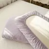 Funda de Almohada Acolchada de Algodón de Color Sólido Cubierta de Almohada Protector de Almohada Algodón Puro Universal Látex Espuma de Memoria Funda de Almohada Antideslizante Lavable a Máquina