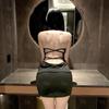Roupa íntima divertida e crocante noturna, uniforme de tentação, conjunto para boate, saia para pendurar, costas nuas sexy, apertada no quadril, uniforme cosplay