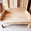 Cama Luohan de Olmo Branco sem acabamento Empurrar-puxar Corpo branco Cama toda em madeira maciça Sofá-cama Antigo Móveis Chineses Escultura