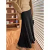 Saia Nova Primavera e Outono 2025 Macia e Encorpada Cintura Alta Feminina Slim A-Line Comprimento Médio Sexy Drapeada Saia Rabo de Peixe