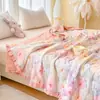 Colcha de verano de gasa de doble capa 100% algodón con estampado de encaje francés estilo coreano 2026 para madre y bebé, colcha fresca de verano estilo princesa fresca