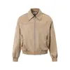 Roupa Masculina Jiayiku 2026 Primavera Novo Estilo Americano Retrô Old Money Jaqueta Camurça Detroit Jaqueta Acolchoada nos Ombros