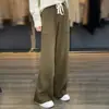 Pantalones de pierna ancha para mujer, de color liso, cintura alta con cordón, estilo casual holgado, pantalones de punto, moda simple, nueva colección Primavera/Verano 2026