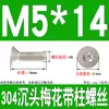 Tornillos de Acero Inoxidable 304 con Cabeza Plana Avellanada, Torx Interno y Característica Antirrobo, Gb673M2M2.5M3M4M5M6M8