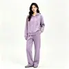 Comercio Exterior Hip-Hop Otoño e Invierno Cárdigan Estilo Coreano Sudadera con Capucha Conjunto para Mujer, Chaqueta con Cremallera de Forro Polar + Pantalones de Pierna Ancha Conjunto de 2 Piezas
