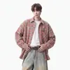 Camisa Masculina 2026 Outono Nova Camisa de Flanela de Manga Longa Estilo Hong Kong Solta Tamanho Grande Camisa Casual de Manga Longa para Casal
